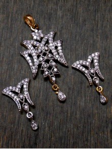 CZ Pendant With Earrings